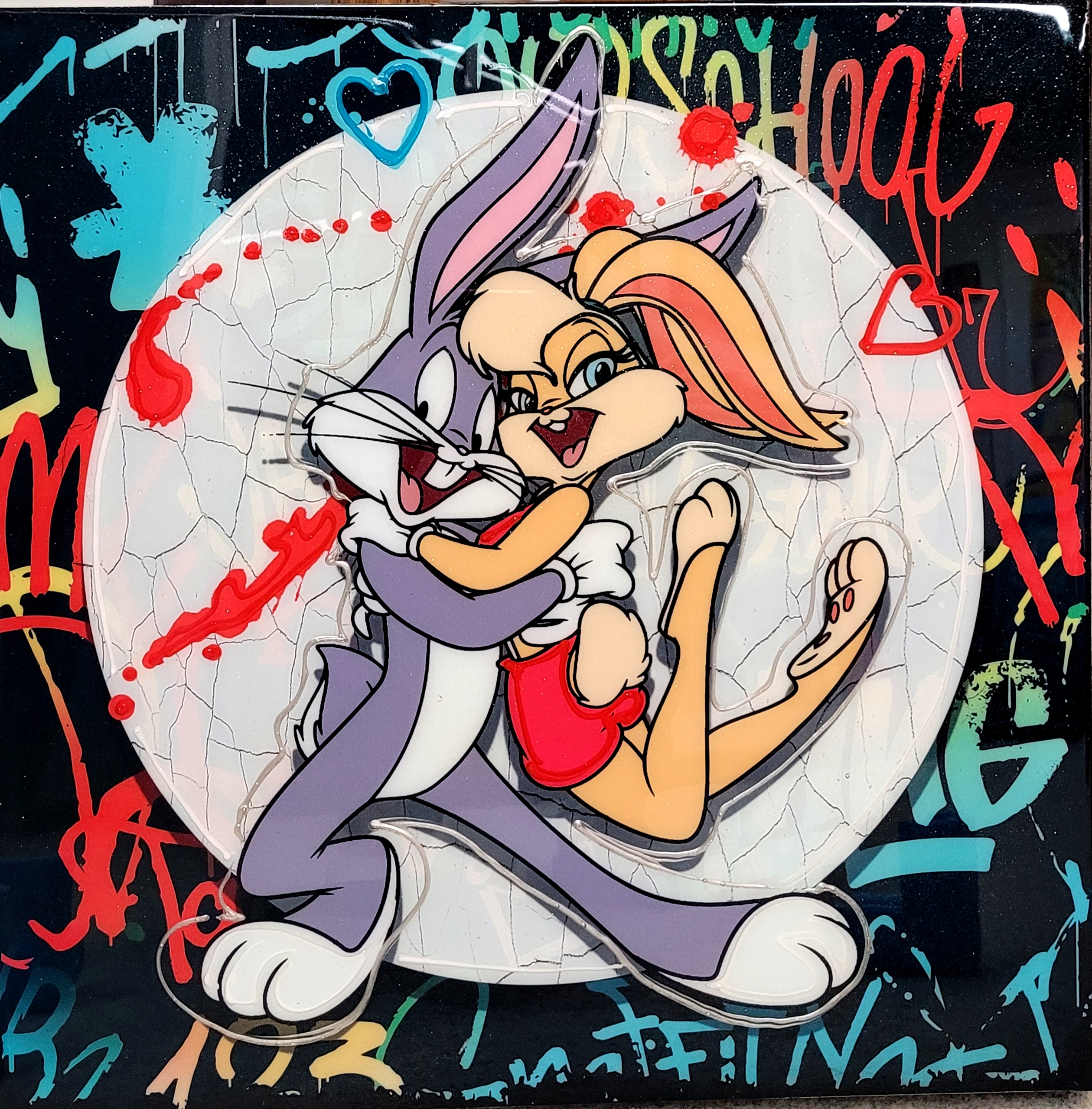 Bugs Bunny Lola Bunny Pop Art, buntes modernes Kunstwerk