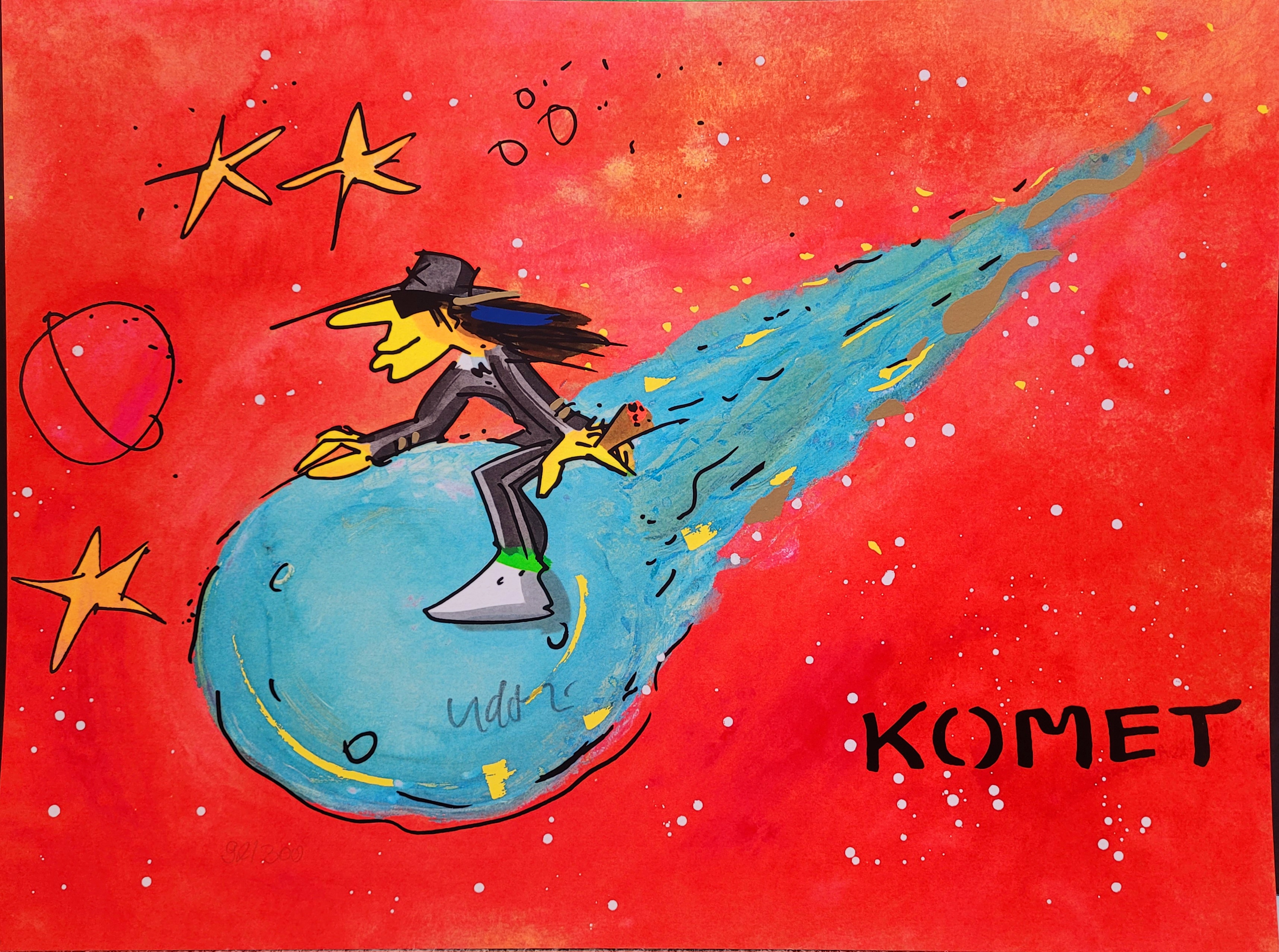 Udo Lindenberg: Komet (Red Edition 2025) Siebdruck handsigniert + nummeriert, NEU!