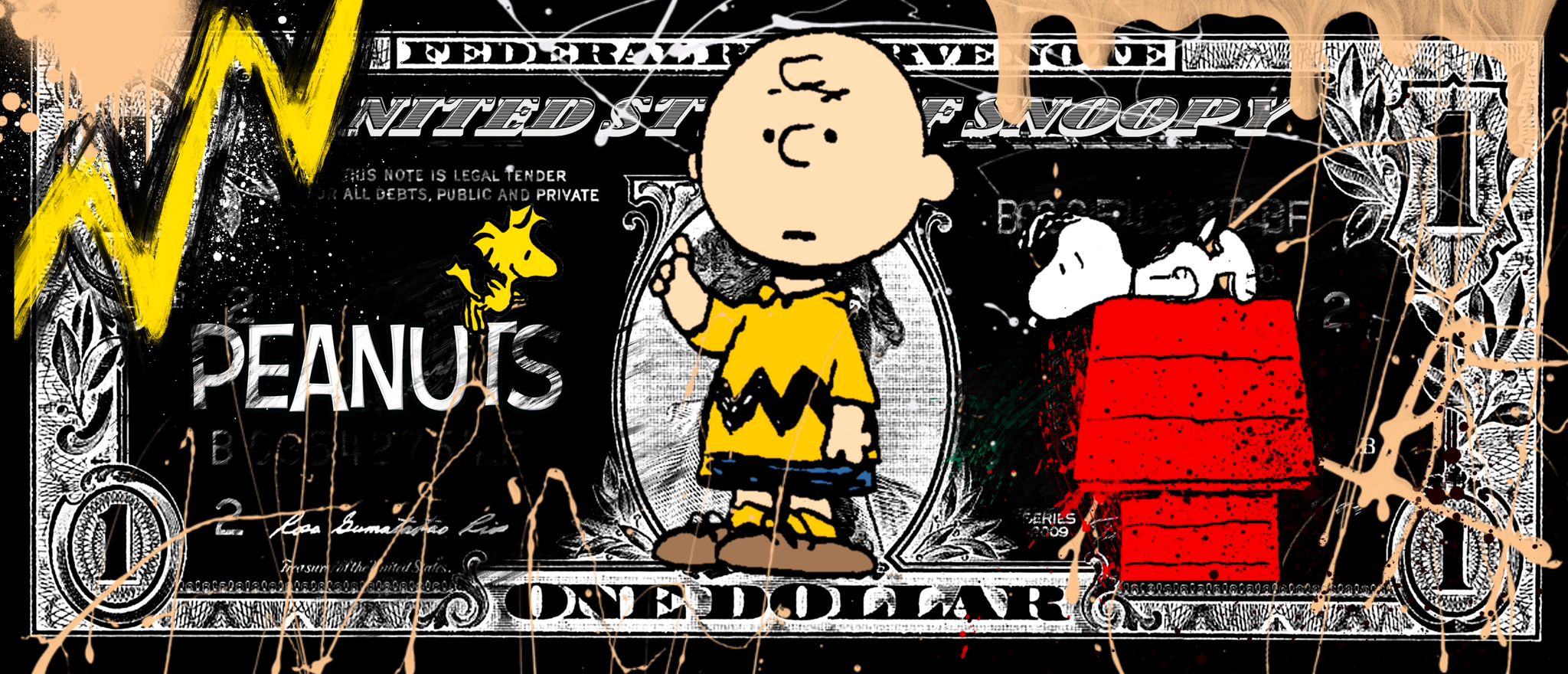 SKYYLOFT: Charlie Brown Dollar mit Rahmen