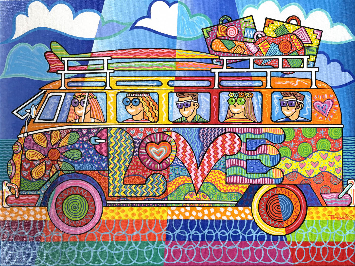 Magic Bus von Tim Davies Unikat auf Leinwand