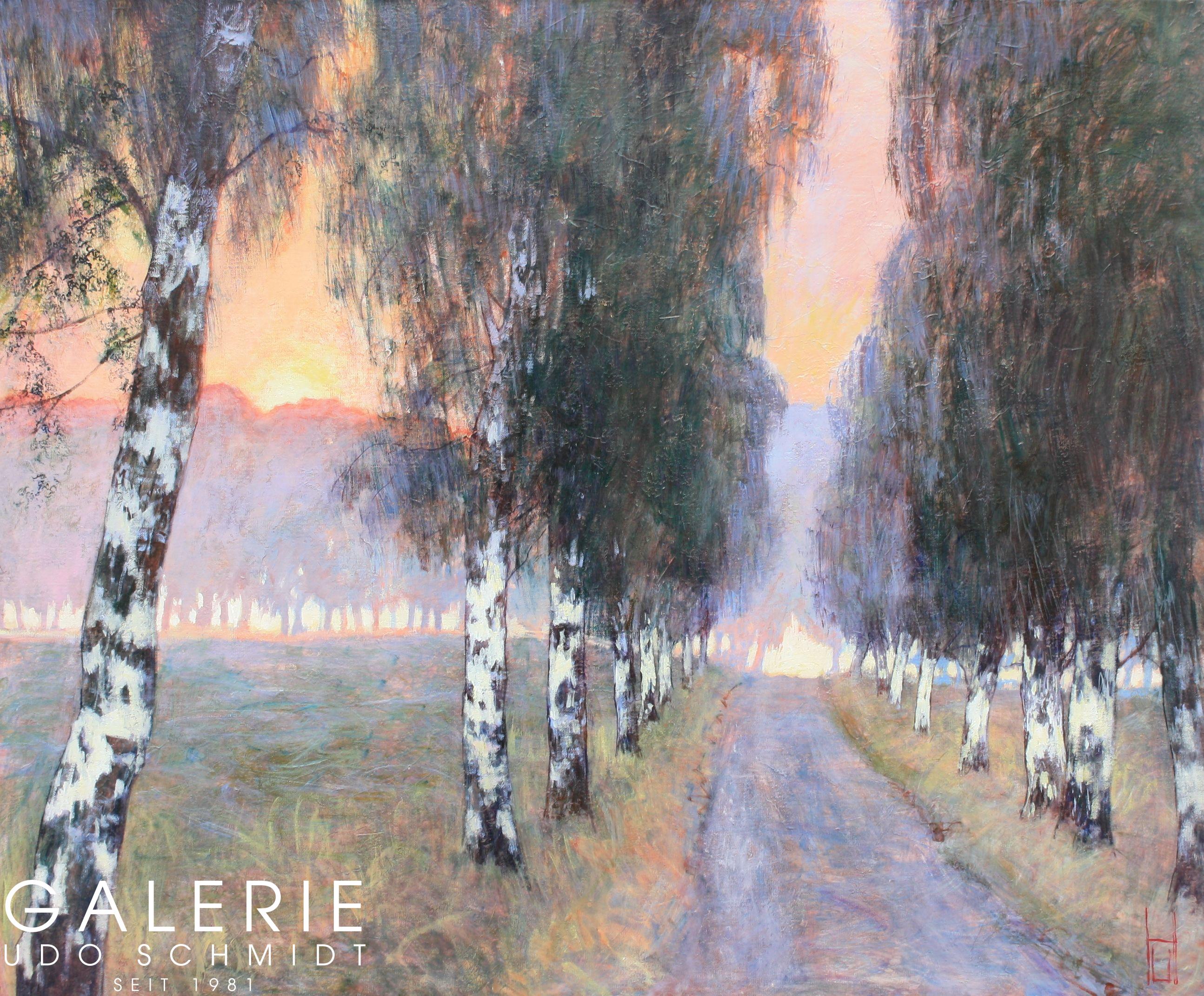 Birkenallee im Sonnenaufgang von Uwe Herbst