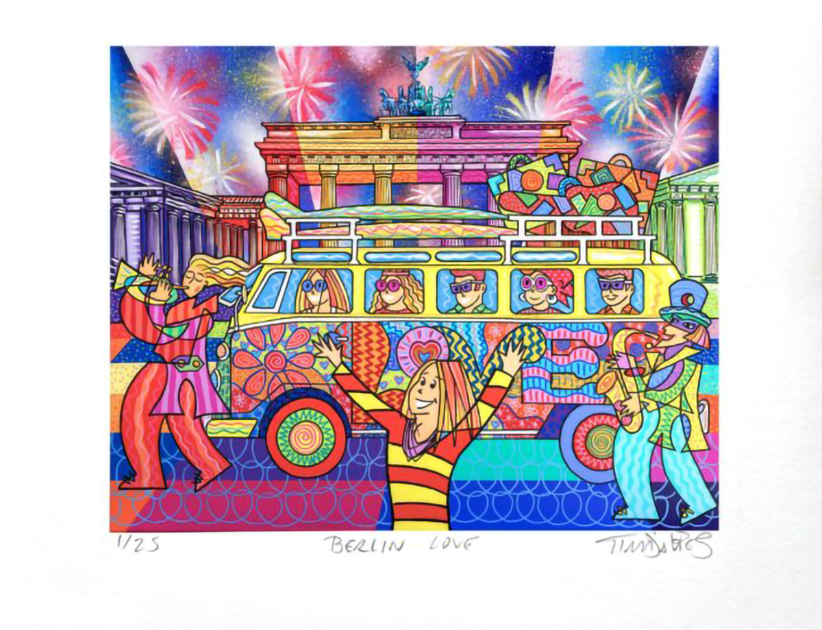 Berlin Love von Tim Davies Kunstdruck online kaufen Berlin Love von Tim Davies farbenfrohe Grafik aus Deutschland