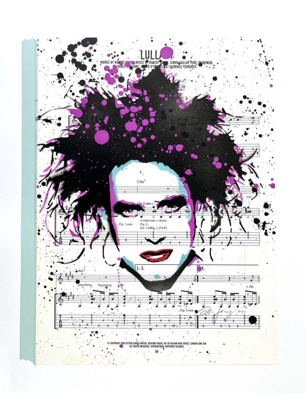 "The Cure - Lullaby Pop Art" von Christian Herzog Sprühfarbe  Notenblatt aus Songbook 30x40 Pop Art,Musik