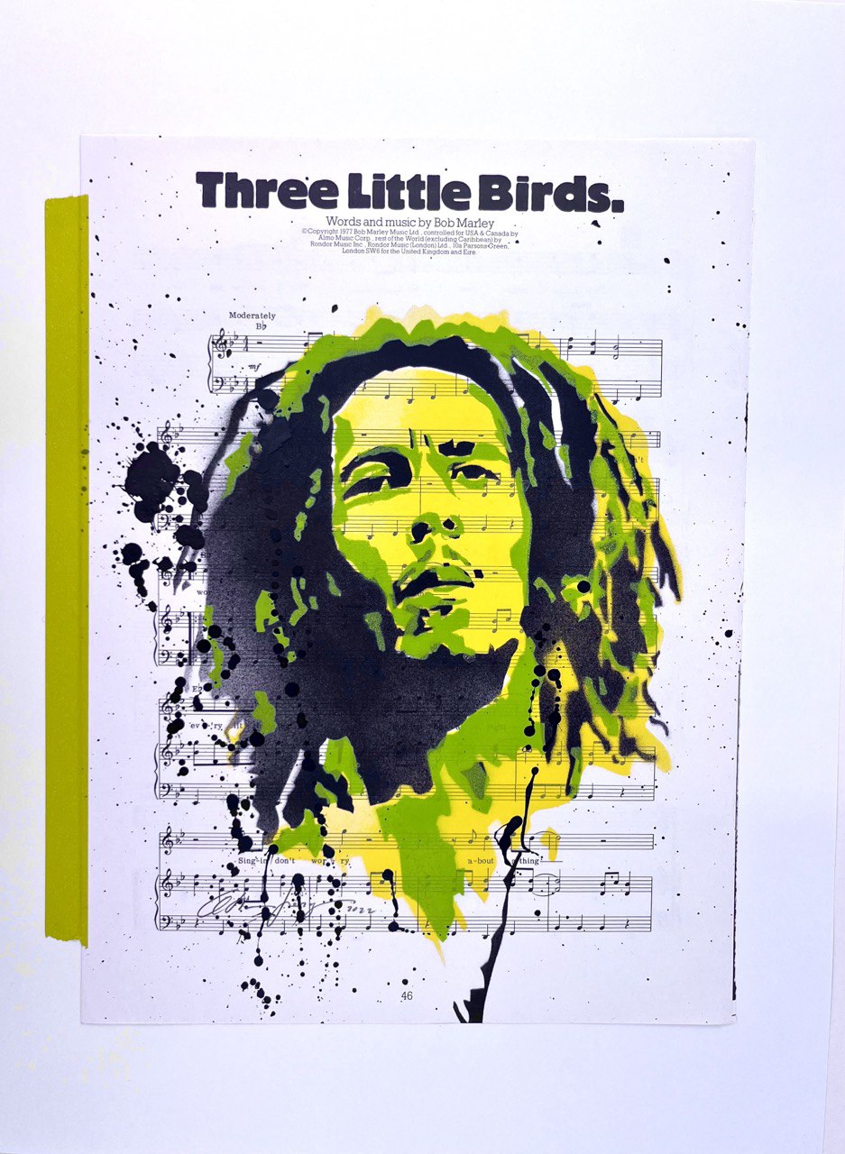 "Bob Marley - Three little birds Pop Art" von Christian Herzog