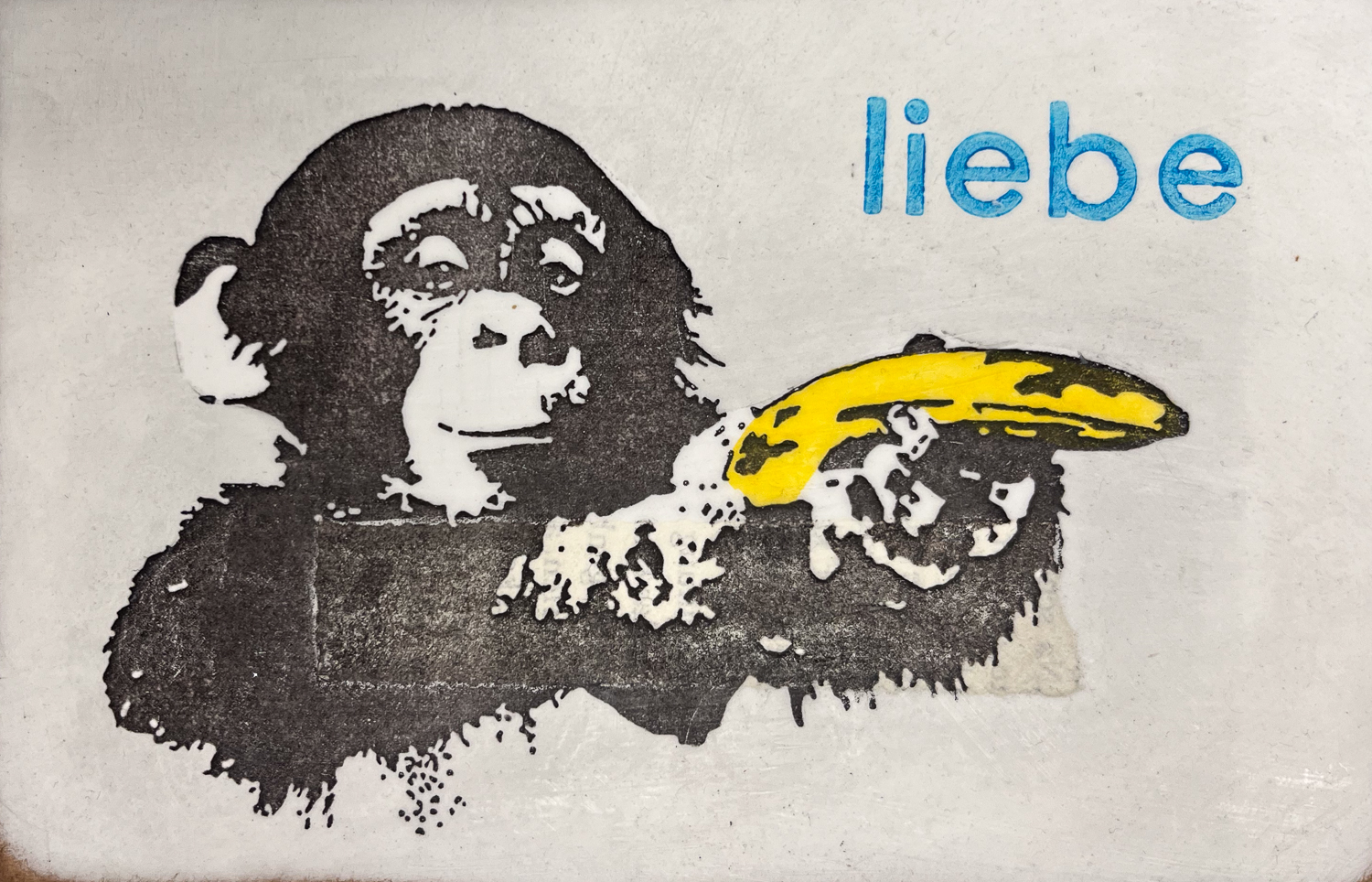 Liebe von Petersen, Affe Schimpanse mit positiver Botschaft