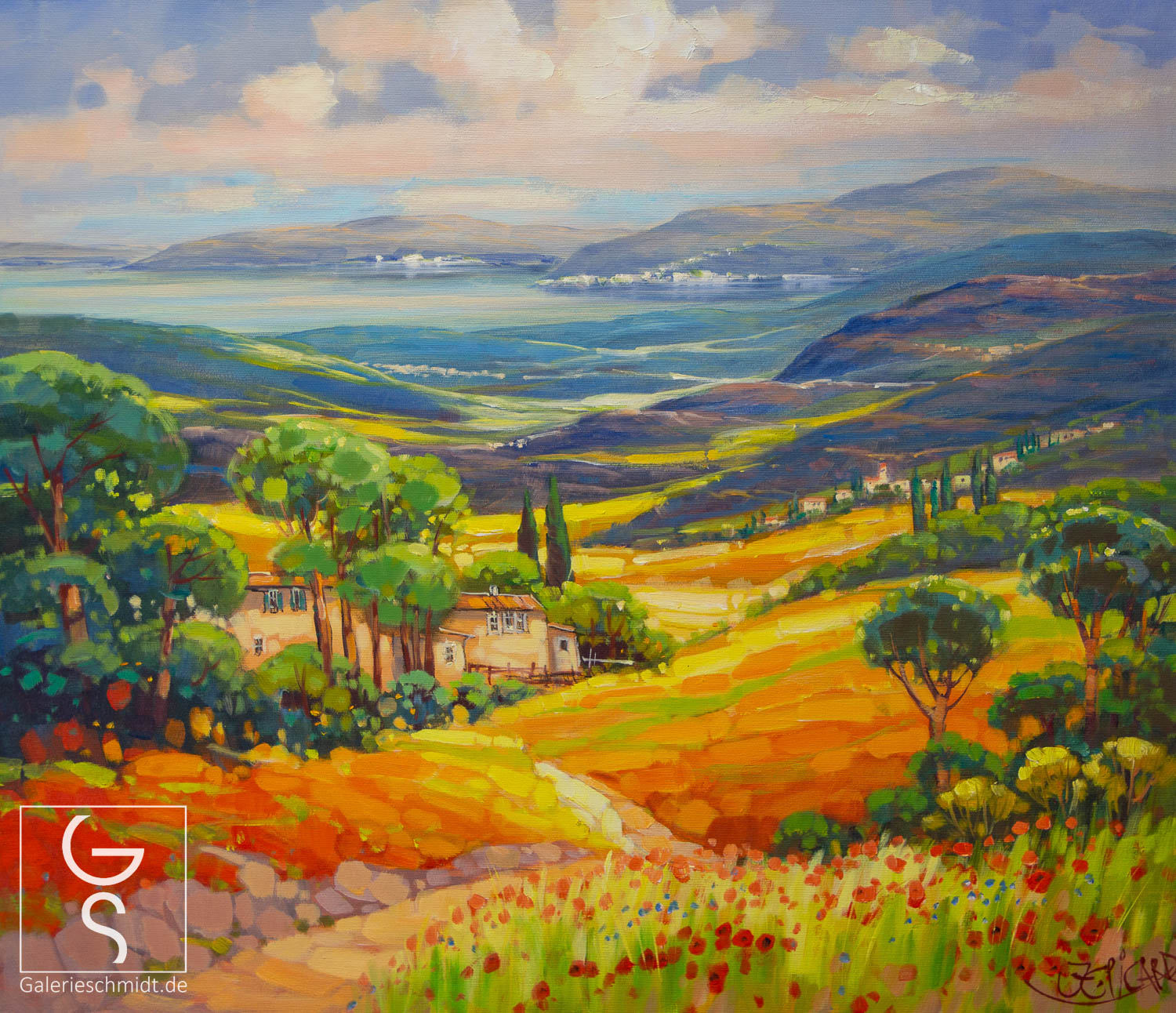 Weg zum Horizont von Jean-Claude Picard, Mediterrane Landschaft Gemälde
