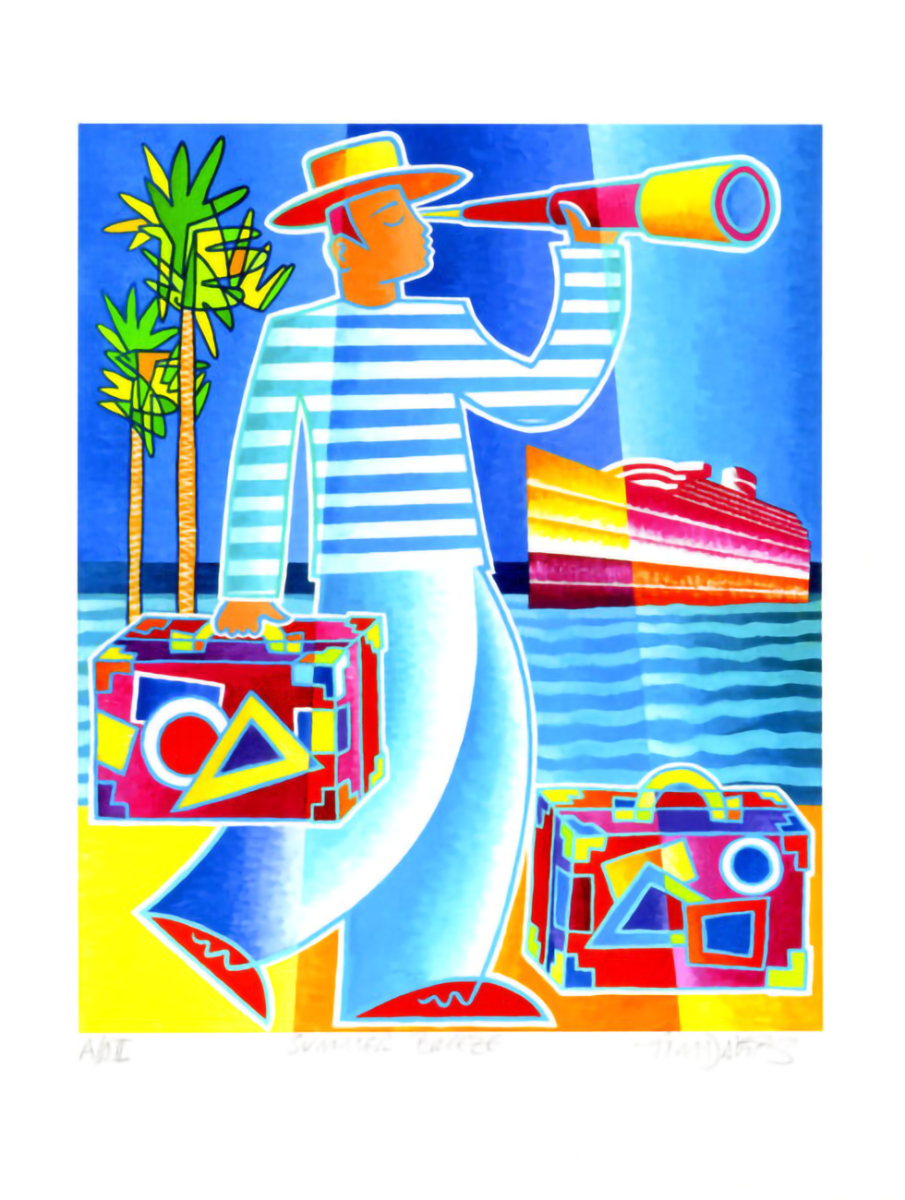 Summer Breeze von Tim Davies Pop Art Kunstdruck, farbenfrohes Reisemotiv