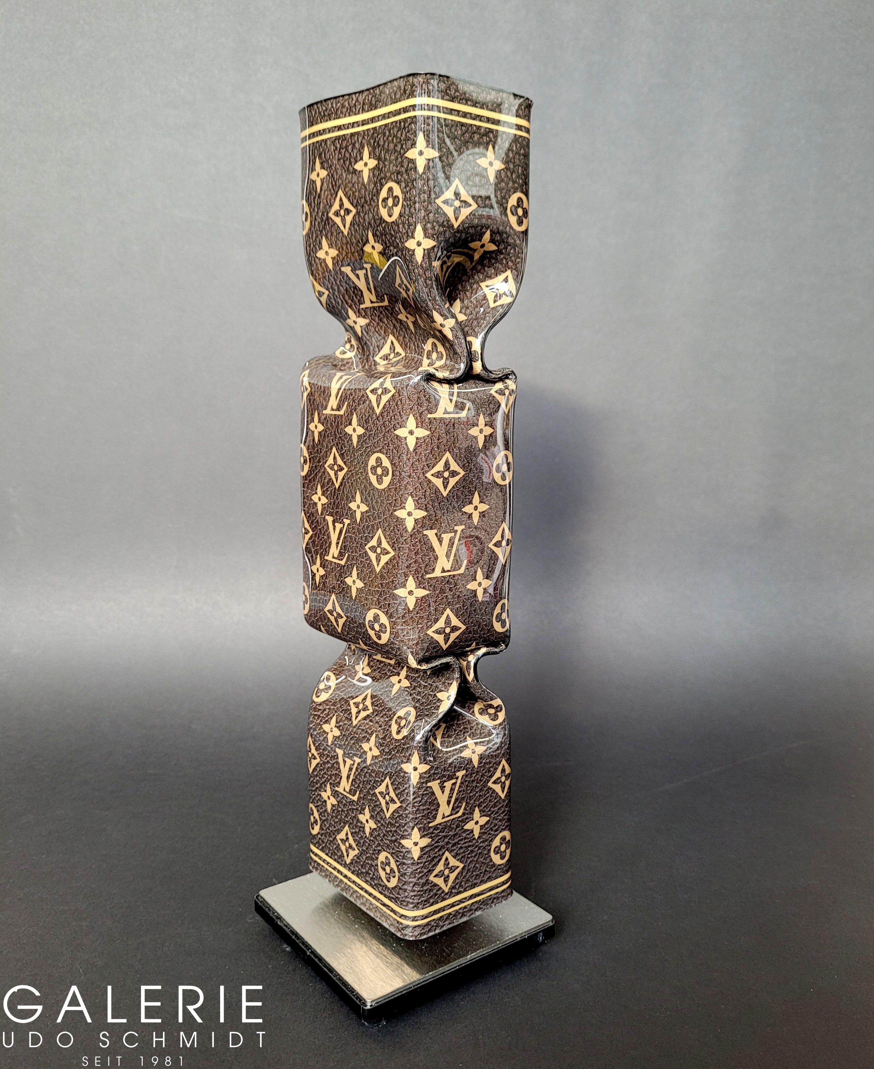 Ad van Hassel - Candy Art Toffee Louis Vuitton Brown Leather Sculpture