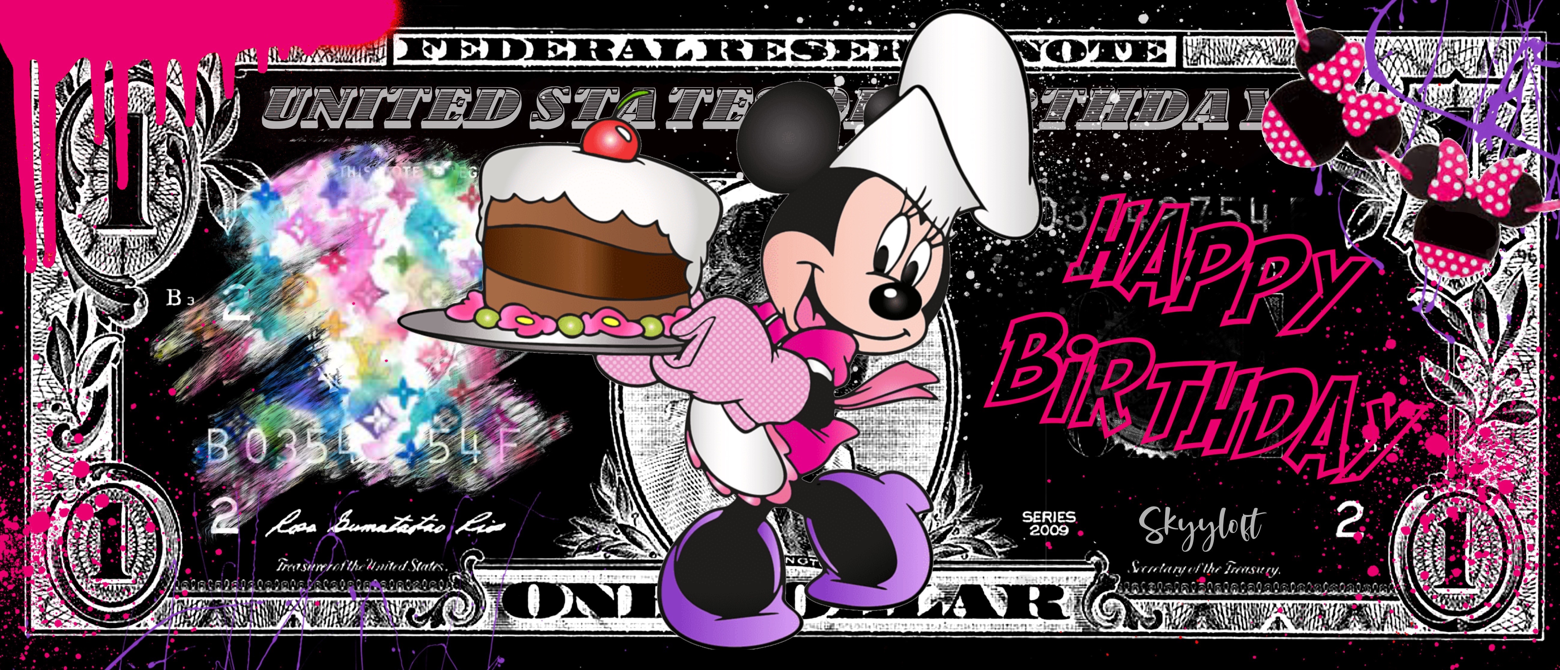 SKYYLOFT: Minnie Mouse Birthday Dollar mit Rahmen 