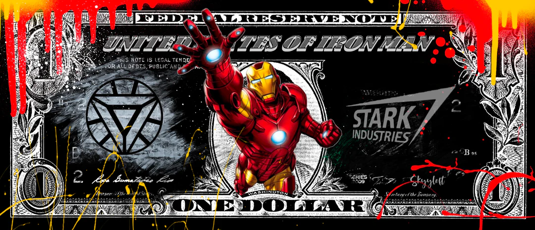 SKYYLOFT: Iron Man Marvel Chrom Dollar mit Rahmen