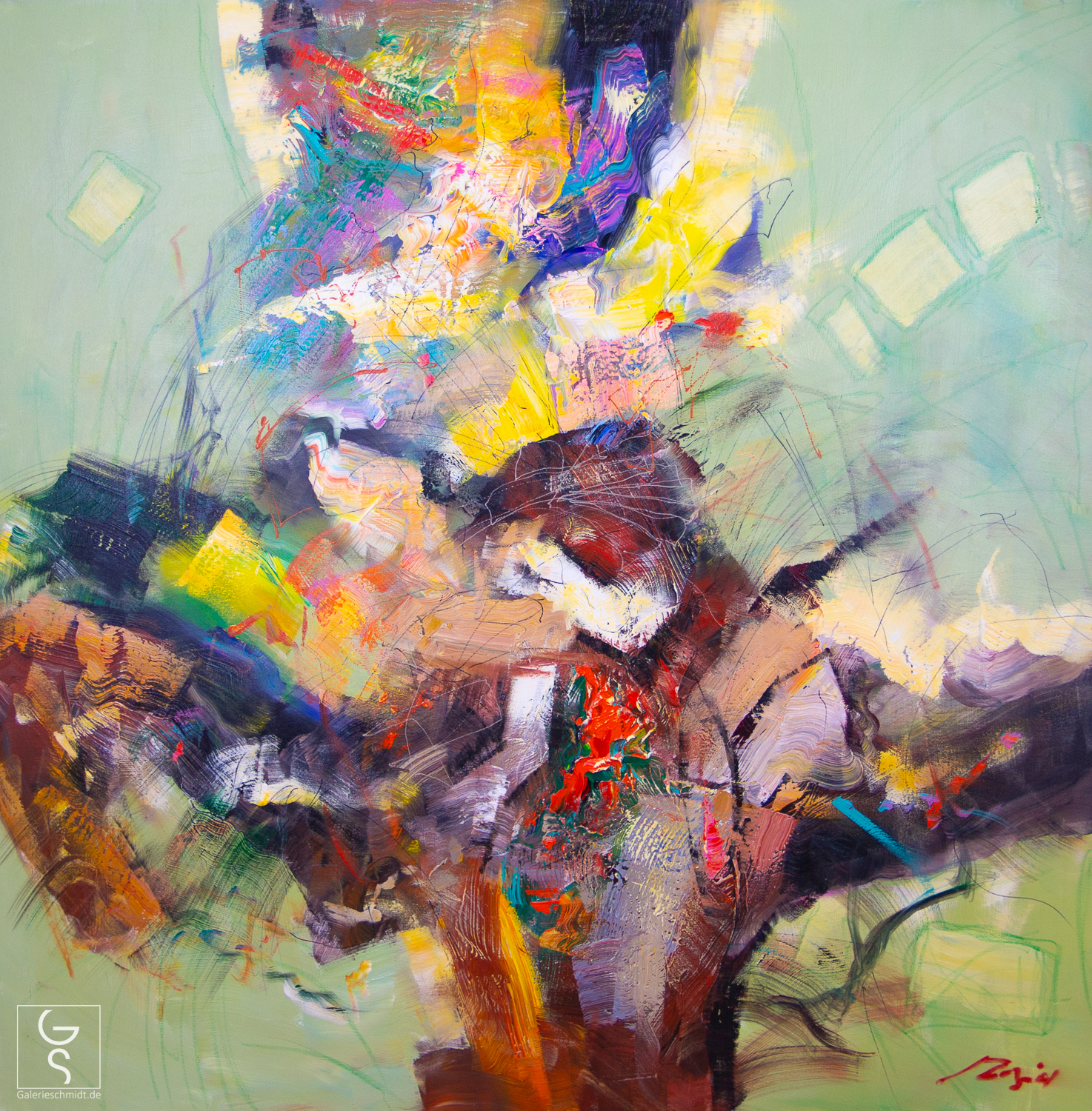 Sonnenstrahl Symphonie von Madjid, abstraktes buntes Gemälde von Madjid