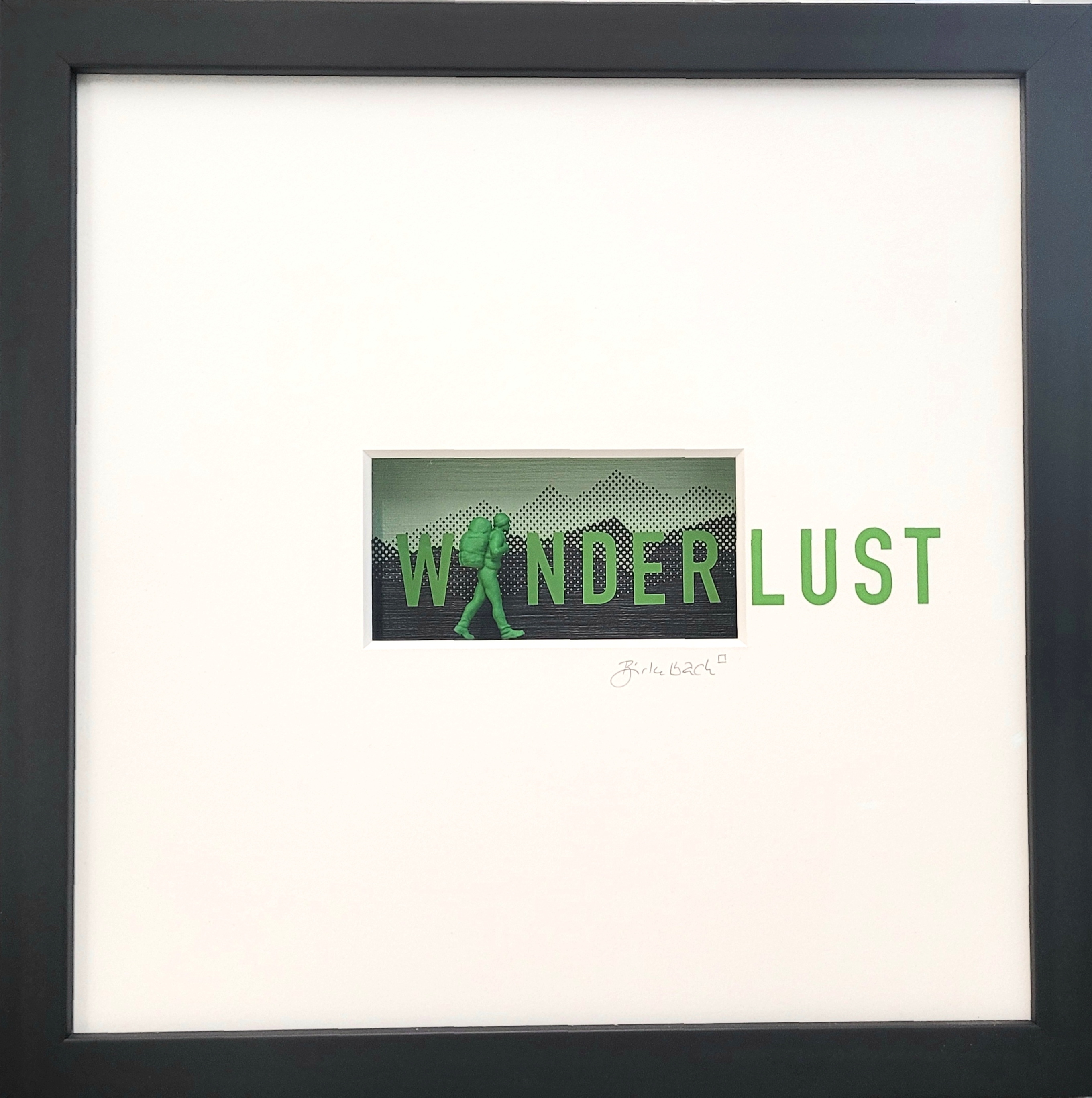 Kunstwerk im Rahmen zum Thema Liebe zum Wandern, Geschenk