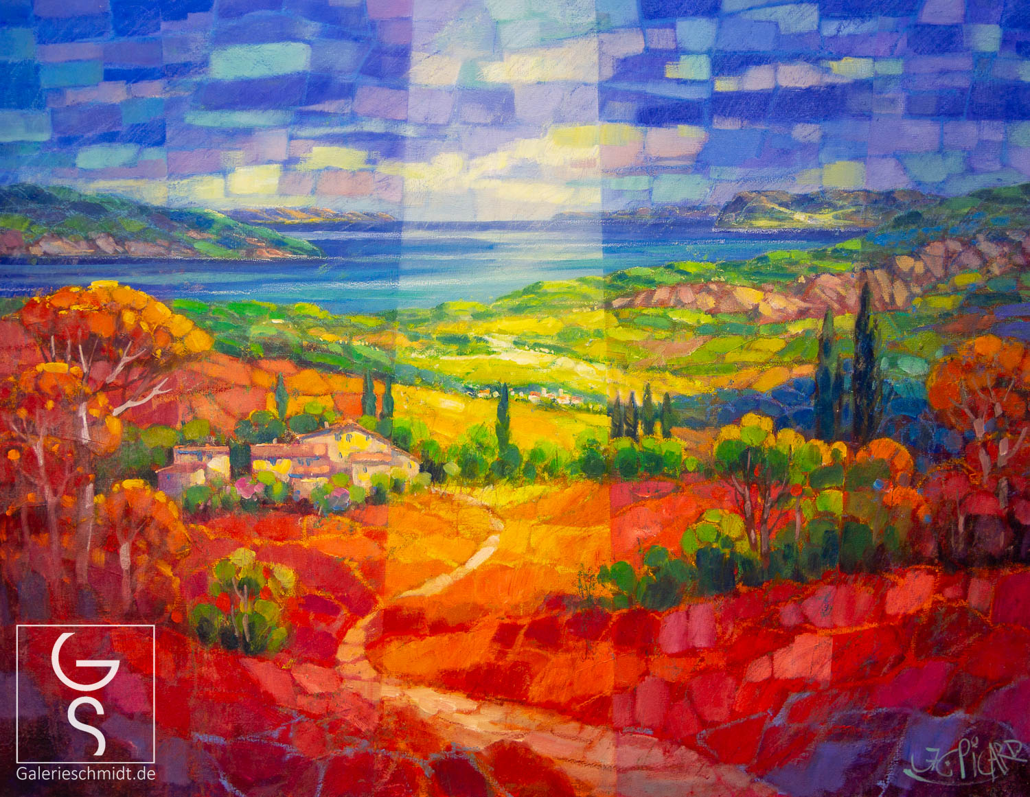 Leuchtende Mediterrane Landschaft von Jean-Claude Picard, wundervolles Gemälde