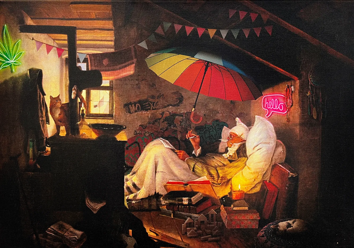 Poets Room von Markus Binz auf Leinwand 50 x 35 cm Pop Art Version von Poets Room neu interpretiert von Markus Binz