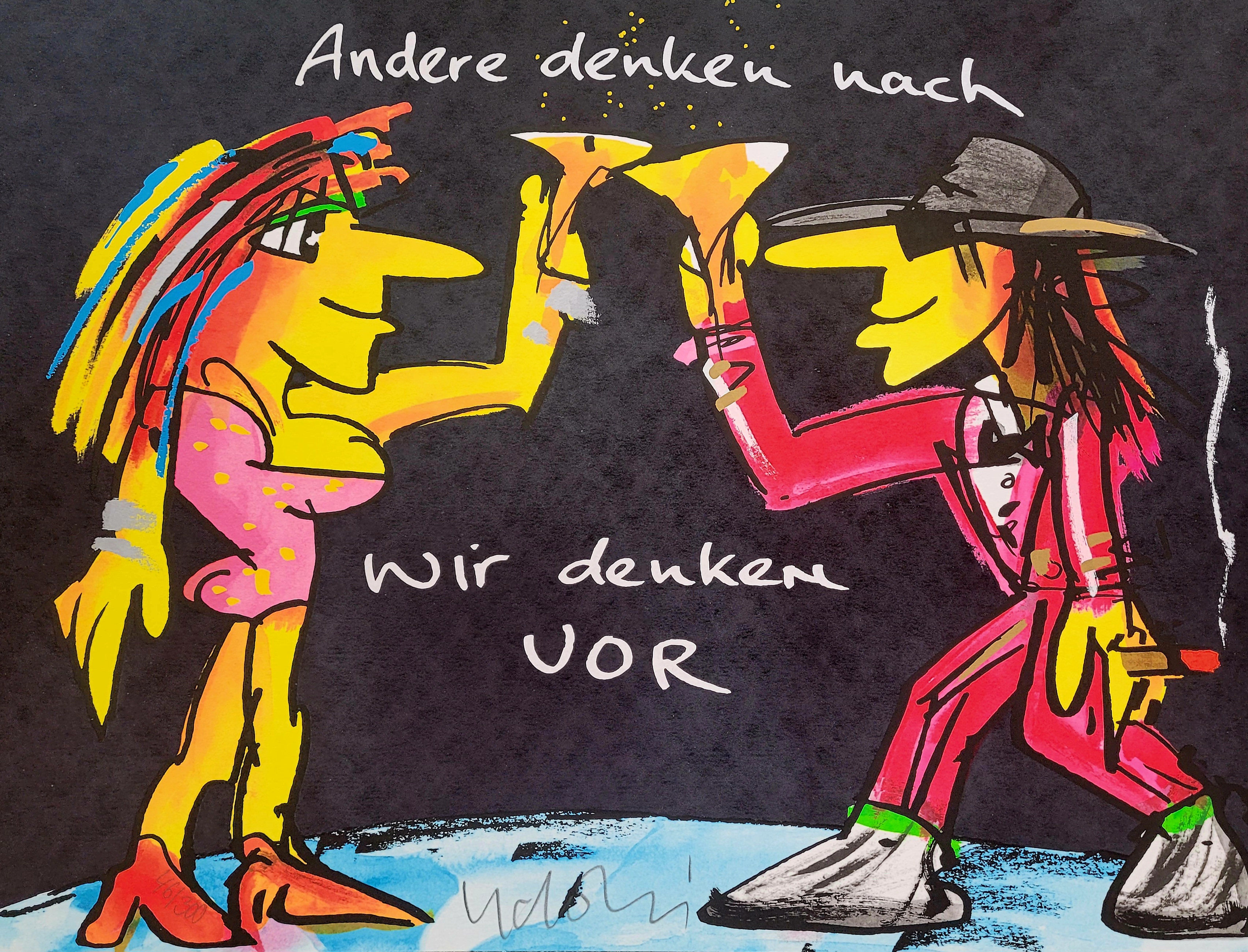 Udo Lindenberg: Andere denken nach, wir denken vor! Siebdruck handsigniert + nummeriert, NEU!