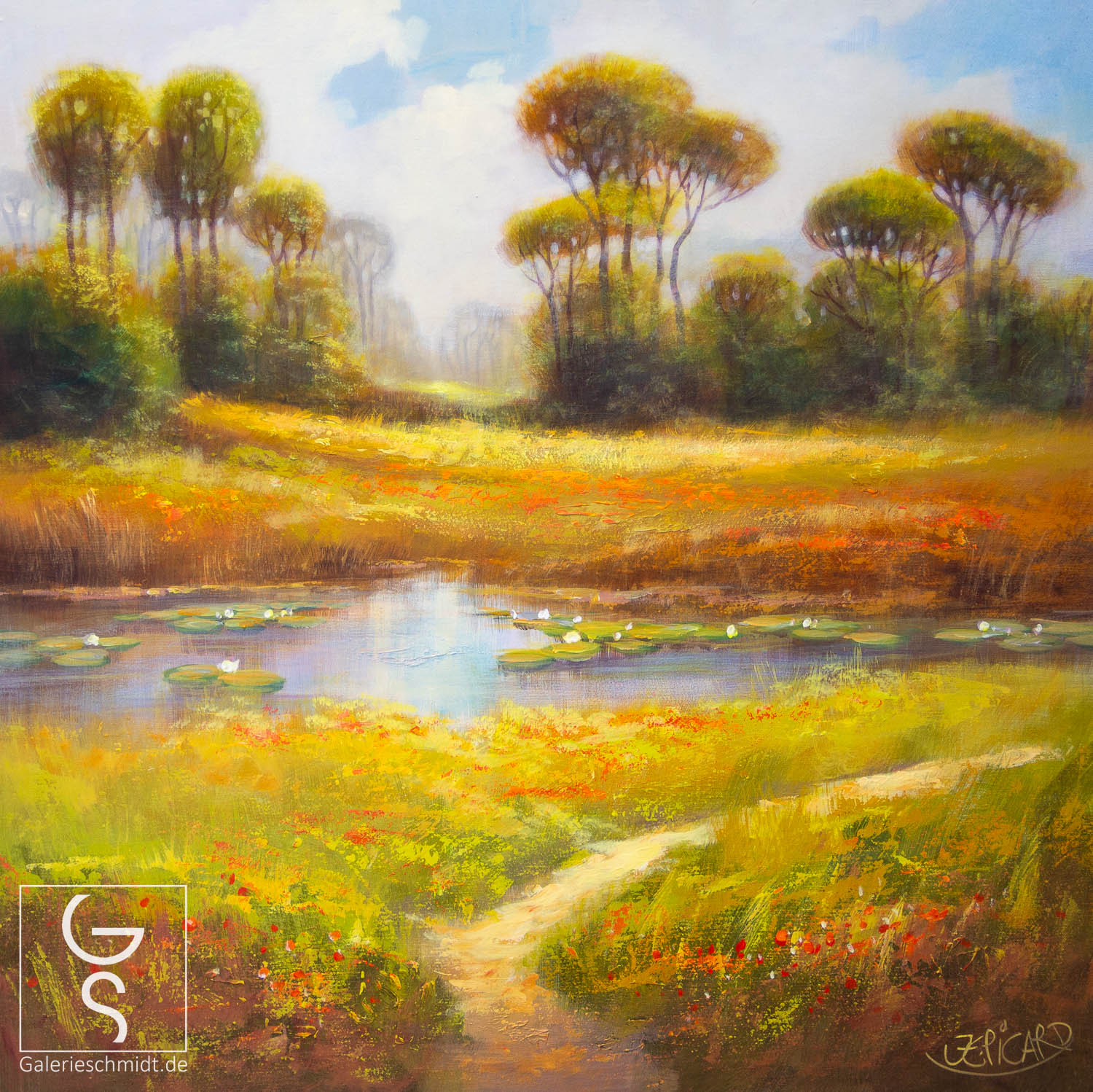 Teichidylle in der Heide von Jean-Claude Picard Teichidylle in der Heide von Jean-Claude Picard, Gemälde auf Leinwand Kunstgalerie