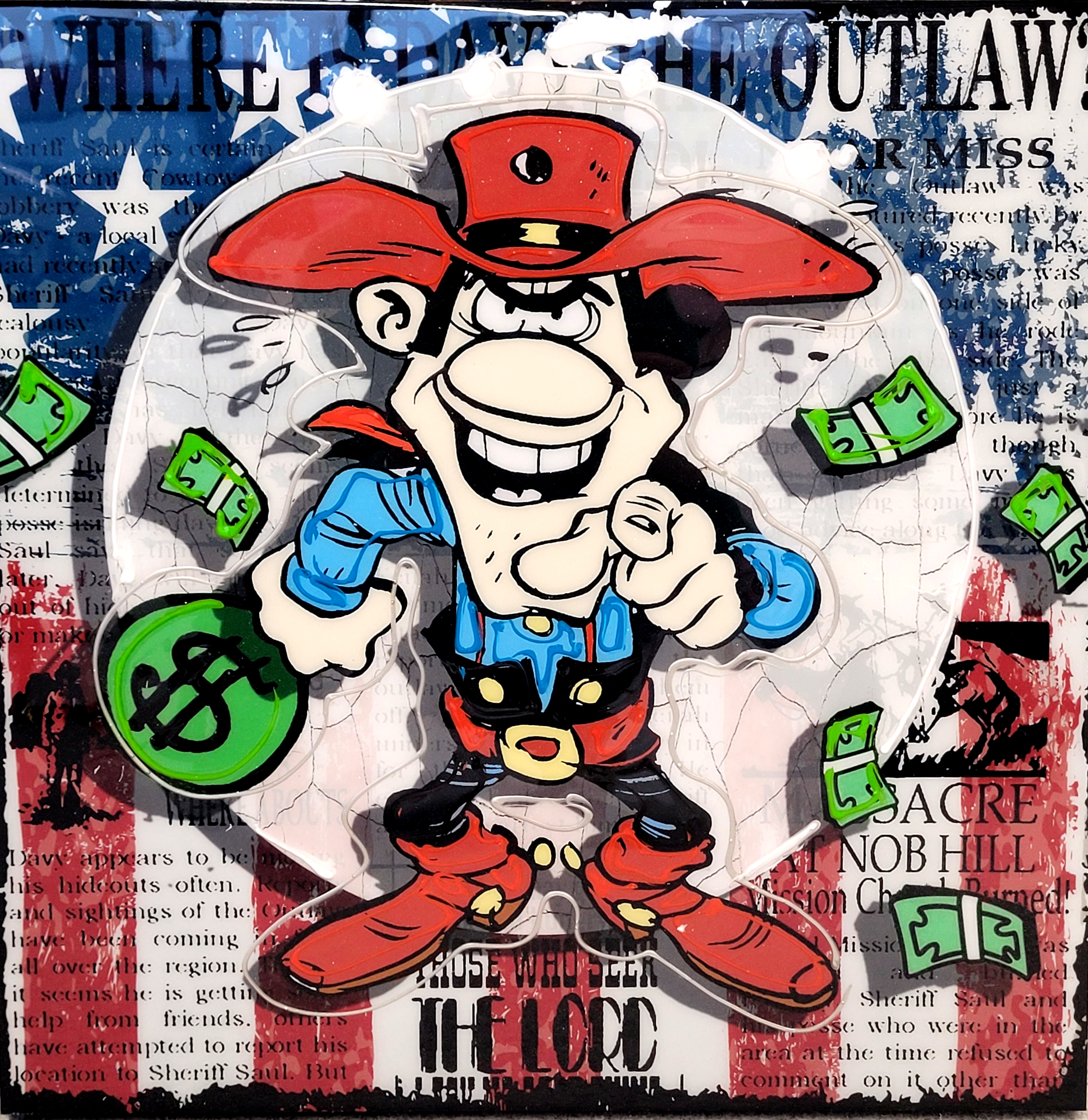 Cash Only Kunstwerk von Micha Baker online kaufen Lucky Luke Pop Art Kunstwerk