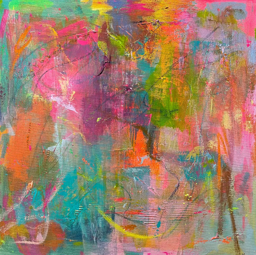 Julia Mann Sweet Candy III Buntes Pop-Art Bild, abstrakt, farbenfrohe Farben, bunt