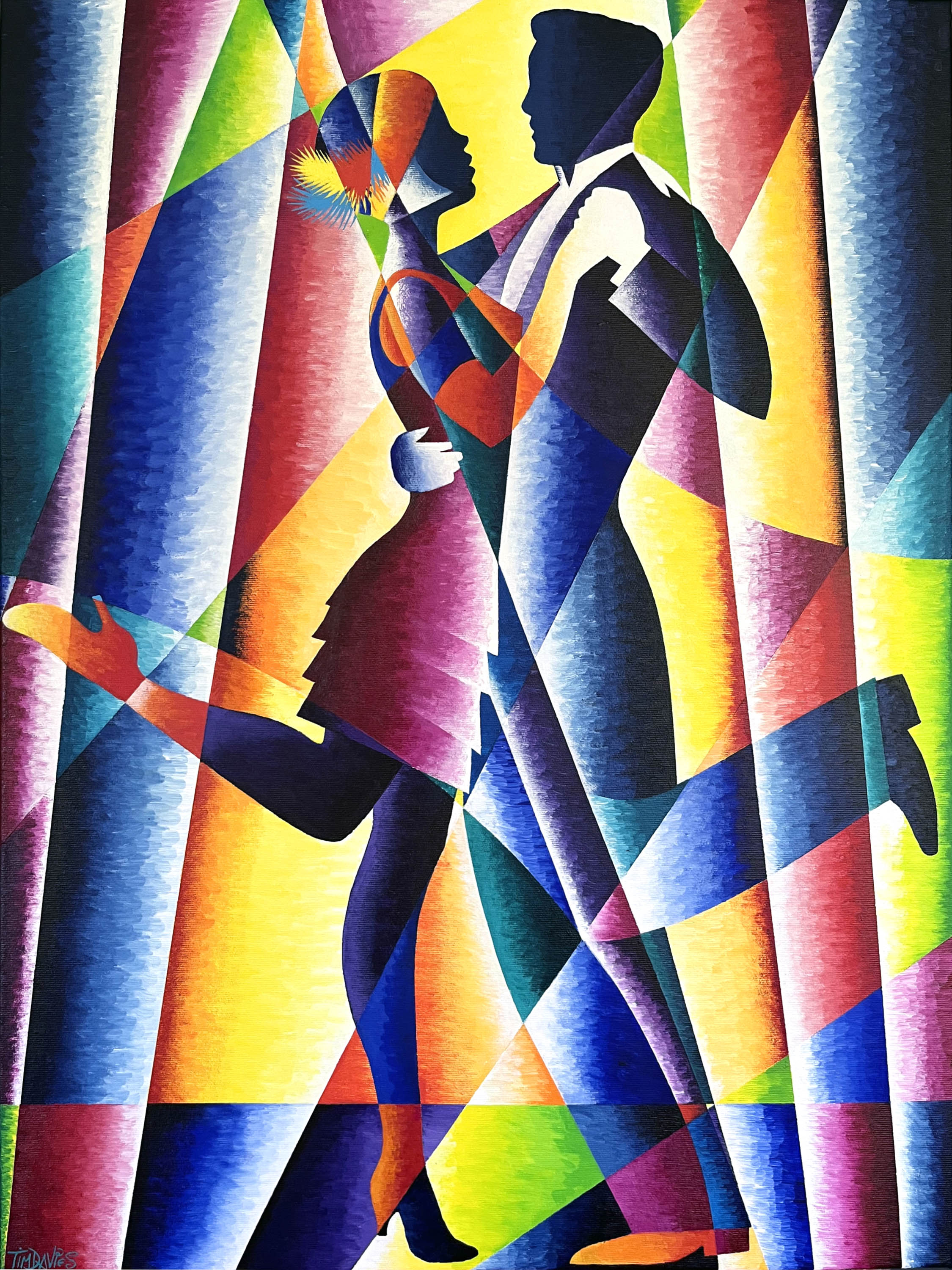 Charleston von Tim Davies, Tanz Tänzer Popart bunt, Art Deco